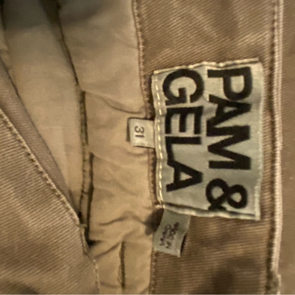 Pam & Gela Olive Green Utility Pants w/Multicolor Side Stripes, Lace-Up - Picture 8 of 11